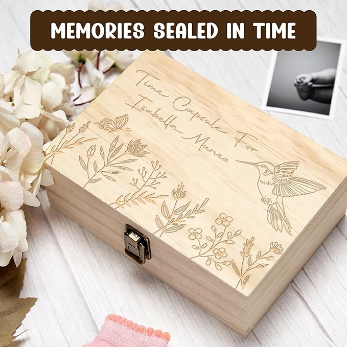 Personalized Time Capsule Memory Box – Custom Engraved Wooden Keepsake Box for Couples, Love Notes, Photos & Letters – Valentine’s, Anniversary, Wedding & 18th Birthday Milestone Gift