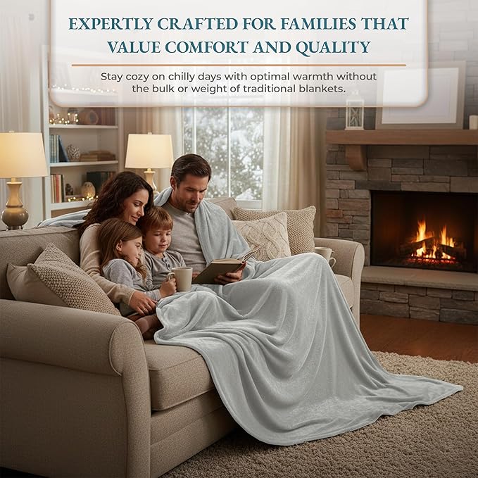 Casa Platino King Size Blanket – Mineral Fleece Throw 108x90 – Lightweight & Cozy Flannel Blanket for Bed or Sofa Season Use