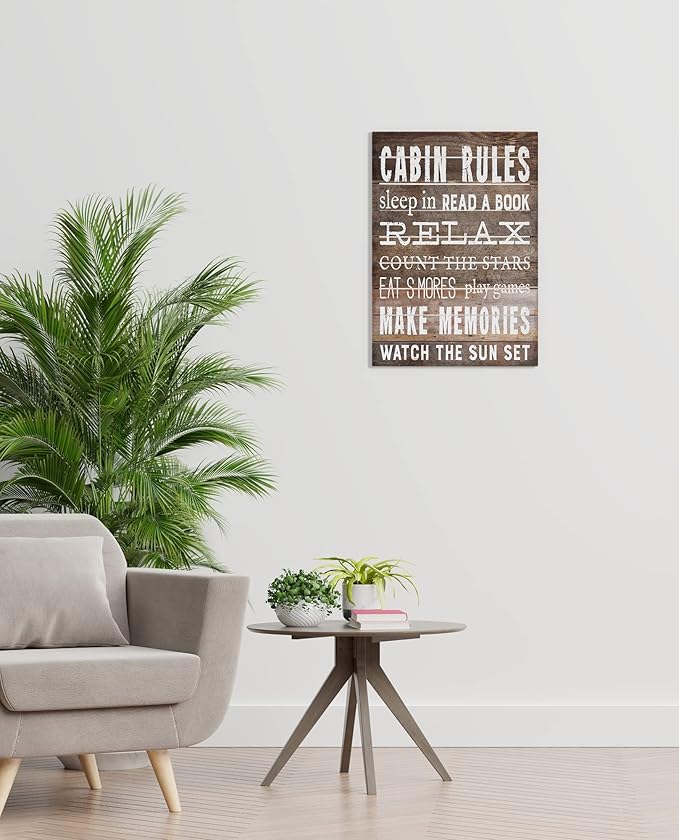 BXFAHZJ Cabin Rules Sleep In Read a Book Relax Wall Art Canvas Farmhouse Cabin Theme 11x14 Inch Prints Decor For Cabin Home Bedroom Gifts For Cabin Lover, Cabin Housewarming, Cabin Porch Sign Decor