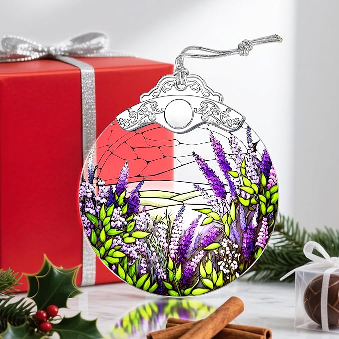 Christmas Ornaments: Stained Glass Ornament, Christmas Tree Ornament, Hanging Ornaments for Home Decor & Xmas Tree Decorations – Exquisite Holiday Decor, Gifts & Holiday Present - Lavender