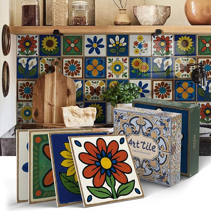 24Pcs Peel and Stick Backsplash Tile Stickers 5.9x5.9 Inch, Waterproof Removable Self-Adhesive Wall Decals for Kitchen, Bathroom