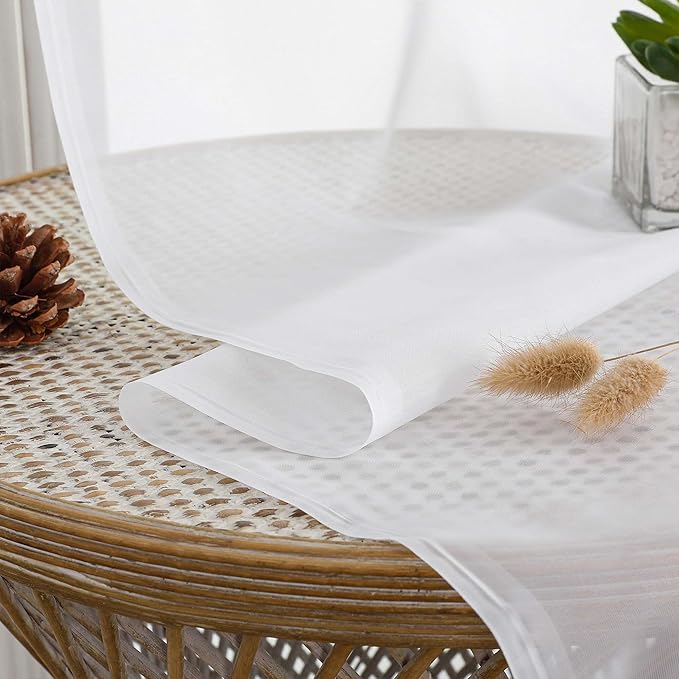 Gwine White Sheer Curtains 108 Inches Long for Living Room 2 Panels Set, Light Filtering Extra Long White Sheer Curtains, Lightweight Filmy Voile Rod Pocket Window Drapes, 59W x 108L, 2 PCS, 9ft