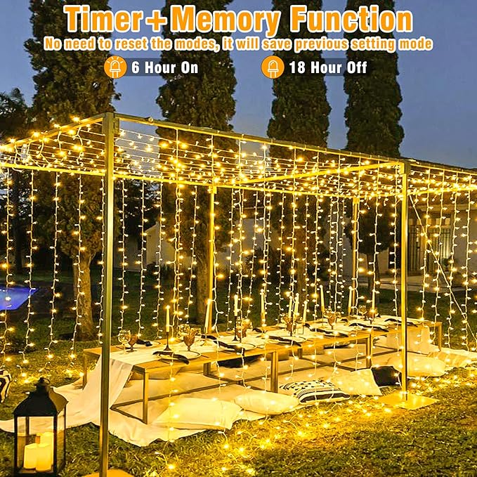 33ft 100 LED Christmas Lights Outdoor Waterproof, Warm White Christmas String Lights Indoor Clear Wire 8 Modes, Plug in Twinkle Fairy String Lights for Bedroom Wedding Classroom Garden Decorations