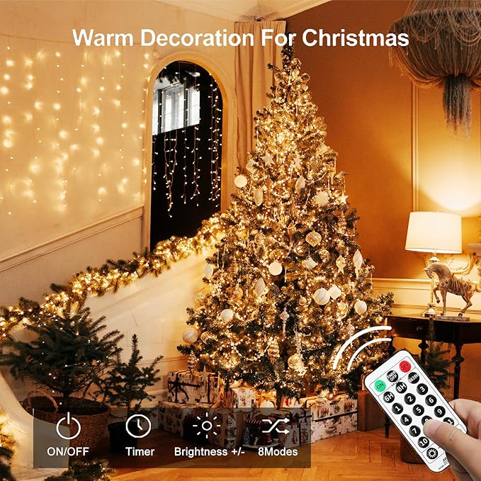 Upgraded 70Ft 200 LED Fairy Lights Battery Operated with Remote & Timer, Waterproof Christmas String Lights Outdoor Indoor, Battery Twinkle Lights for Bedroom, Classroom, Xmas, Parties, Wedding, Decor