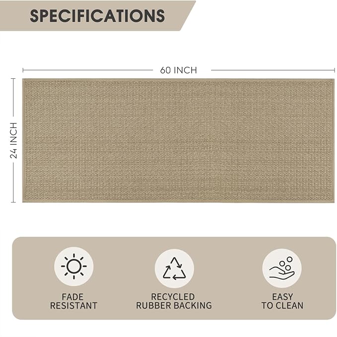 Artoid Mode Washable Non Slip Rubber Backing Kitchen Rugs Doormat, Absorbent Kitchen Floor Mats Front of Sink Kitchen Mats for Floor Home Decor 24x60 Inch