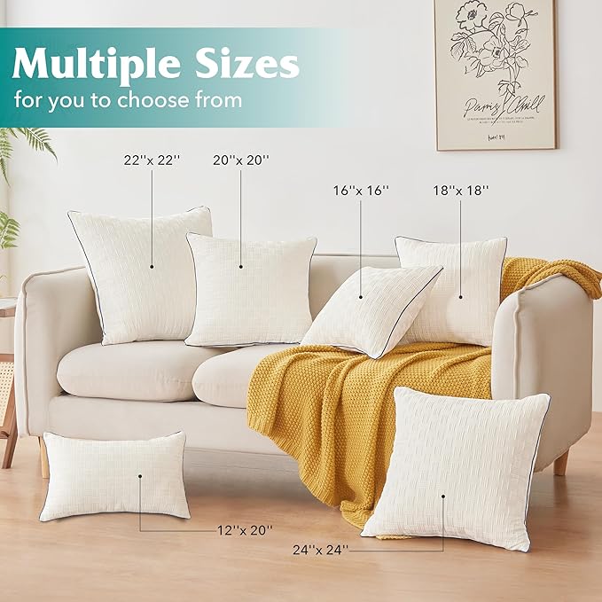 Oubonun 22x22 Pillow Inserts Set of 2 - Square Decorative Throw Pillows for Couch Bed Sofa Living Room Down Alternative Polyester Filling 22 Inch Insert(Beige)