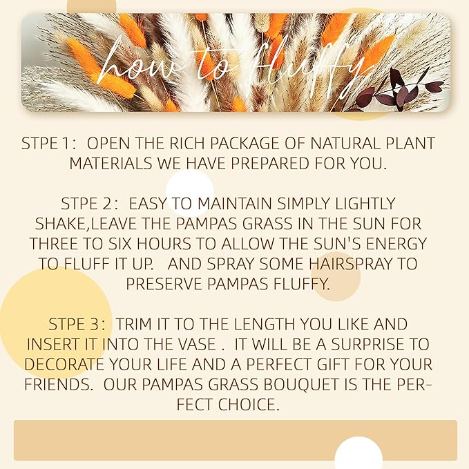Dried Pampas Grass Bouquet Boho Rustic Wedding and Home Table Wedding Rustic Decor Natural Floral Arrangement 17inch (Burnt Orange)