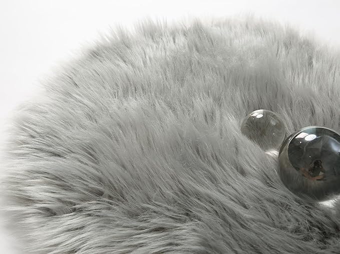 GENIMO 2x6 Fluffy Faux Fur Rug Runner, Ultra Soft Shaggy Sheepskin Rug, Area Rugs for Bedroom, Living Room, Home Office, Light Grey