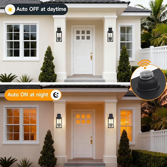 tewei Dusk to Dawn Outdoor Wall Lantern, 22'' Large Porch Lights Outdoor Sconce Lights, 4-Light Modern Exterior Lighting Fixtures Waterproof Outside Patio Lanterns for House Garage, 1-Pack