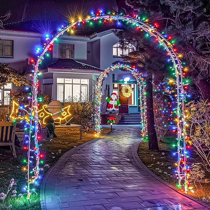Multicolor Christmas Lights Outdoor, 100FT 300 LED Christmas Tree Lights with 8 Modes Waterproof, Plug in Connectable String Twinkle Light for Indoor Garden Patio Xmas Party Holiday Decorations