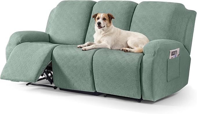 Timeles Recliner Covers for 3 Seater Reclining Sofa Slipcover Furniture Protector for Dogs and Pets Stretch Soft Washable (Three-Seater, Winter Mint)
