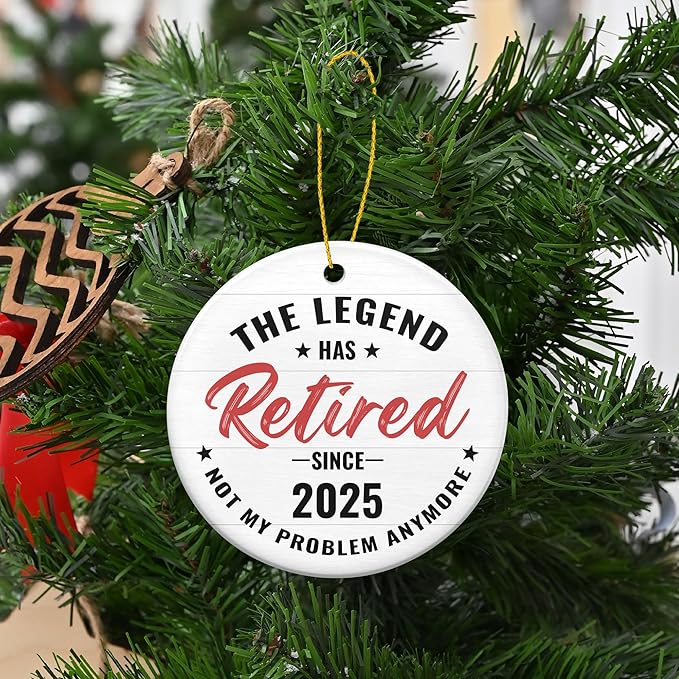 Christmas Retirement Gifts for Women Men - Ceramic Christmas Ornaments 2025 - Funny Retired Goodbye Farewell Coworker Leaving Gifts for Wome Coworkers Friends, Retirement Gift for Woman