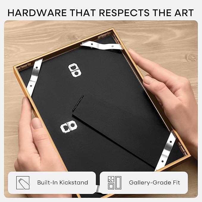 Homeforia 5x7 Picture Frame Bronze, High End Metal 5 x 7 Brass Frames with Mat 4 x 6 for Art, 5x7 Desk Frame Matted to 4x6 inch Photo, 5 by 7 Wall or Tabletop Frame, Tempered Glass, Wall Kit, Set of 3