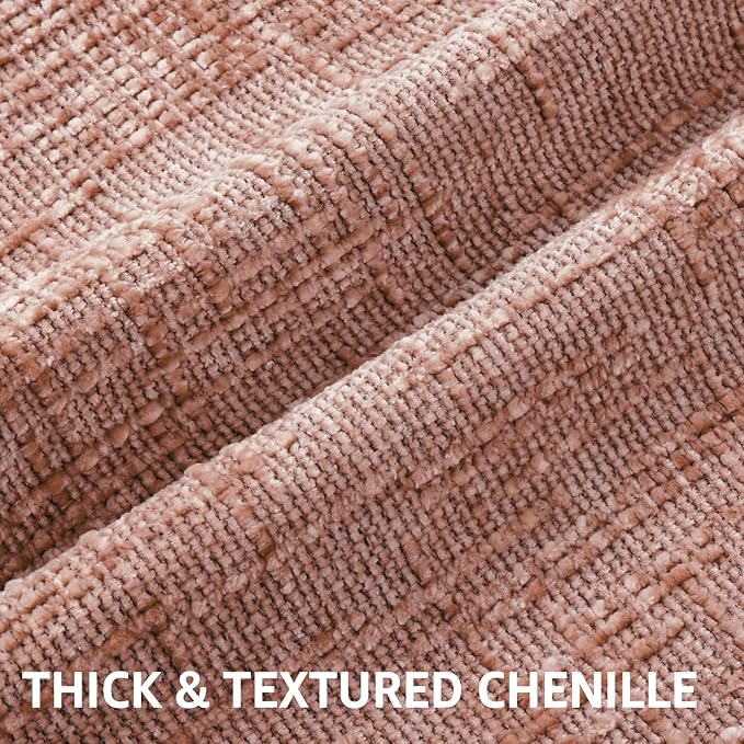decorUhome Pink Chenille Throw Pillow Covers 18x18 Set of 2 Thick Textured Slubby Couch Pillow Covers Farmhouse Accent Modern Neutral Decorative Pillow Cases for Bed Sofa Living Room