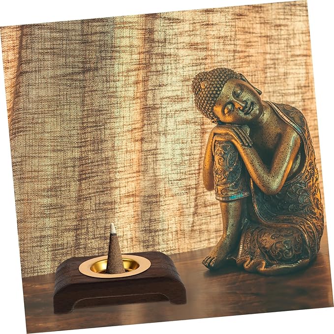 VALICLUD Modern Minimalist Wooden Incense Burner Holder with Tray Small Space-Saving Middle Eastern Arabian Charcoal Burner and Ash Catcher for Home Decor and Aromatherapy