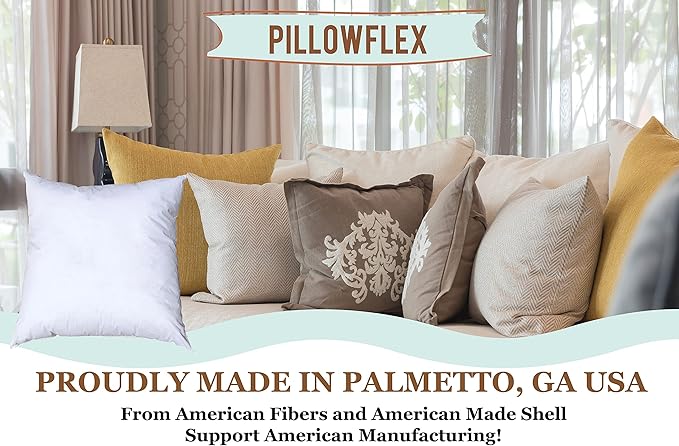 Pillowflex Premium Polyester Throw Pillow Insert - 24x24 - Ultra Soft Square Throw Pillow, Couch Sham, Lumbar, Back, Sofa - Machine Washable - Decorative Accent Form - 1 Soft Pillow