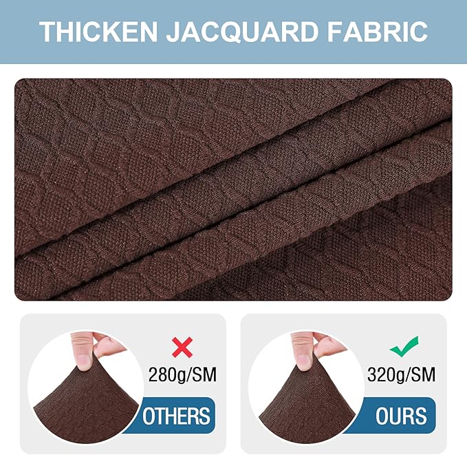 Smiry Stretch Jacquard Seat Covers for Dining Room Chairs Set of 2, Removable Washable Chair Seat Protector Slipcovers, No Rear Covers, Light Chocolate