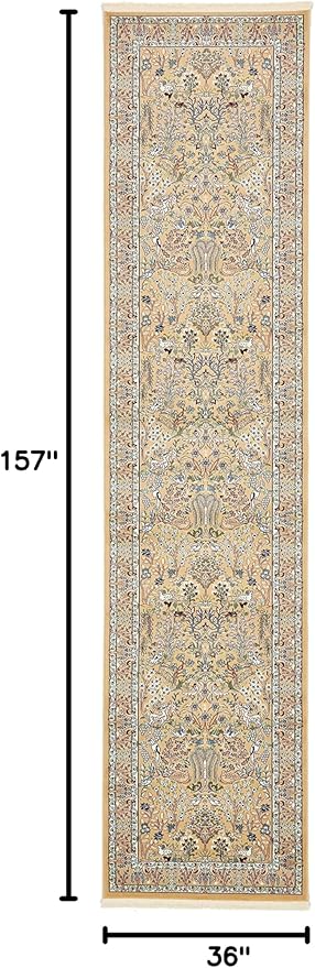 Unique Loom Narenj Collection Area Rug - Bristol (3' x 13' 1" Runner, Beige/ Blue)