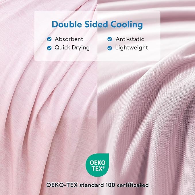 HOMFINE Cooling Blankets for Hot Sleepers (Pink, 90 x 90 inches)