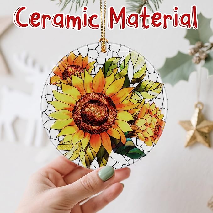Vibrant Sunflower Christmas Ornaments: Christmas Decorations for Tree & Holiday Decor – Holiday Presents, Gift Ideas for Friends, Coworker, Gardener, and Sunflower Lover