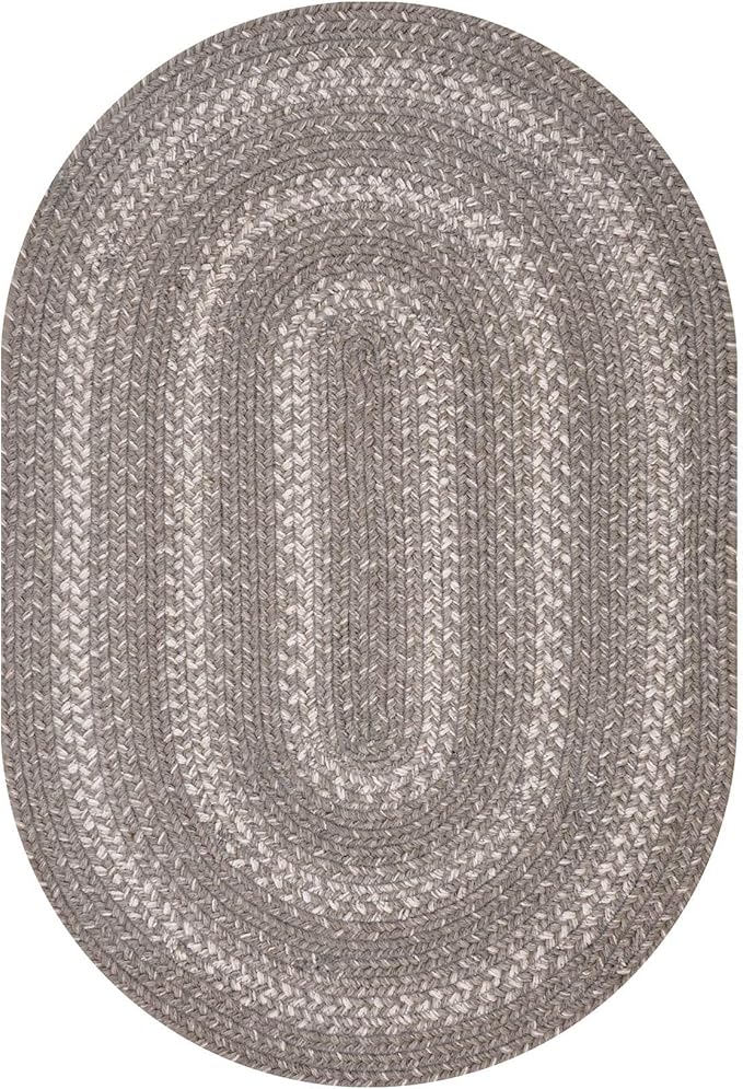 Homespice Grey Cloud Jute Oval Rug 4x6' - Country Style Light Grey Rug for Bedroom Farmhouse Decor