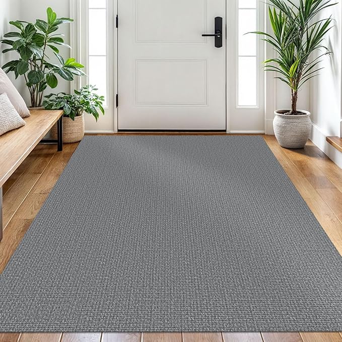 EARTHALL Washable Area Rug 4x6 Ft Non Slip Rugs for Entryway Braided Throw Rugs with Rubber Backing Bedroom Carpet Cotton Entry Rug Woven Floor Rug for Bedroom Dining Room Living Room, Charcoal Gray