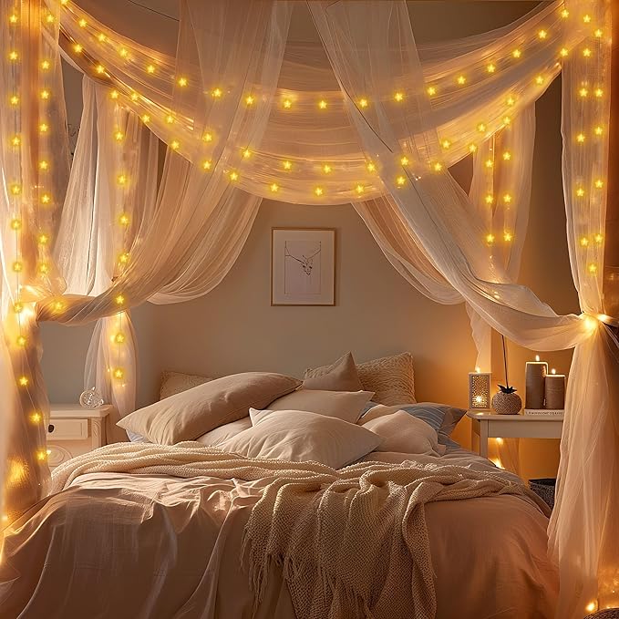 Smart Star Christmas Lights Indoor, 33 FT 80 LED USB Star Lights String, App & Remote Control, Timer Music Sync, Star String Lights for Bedroom