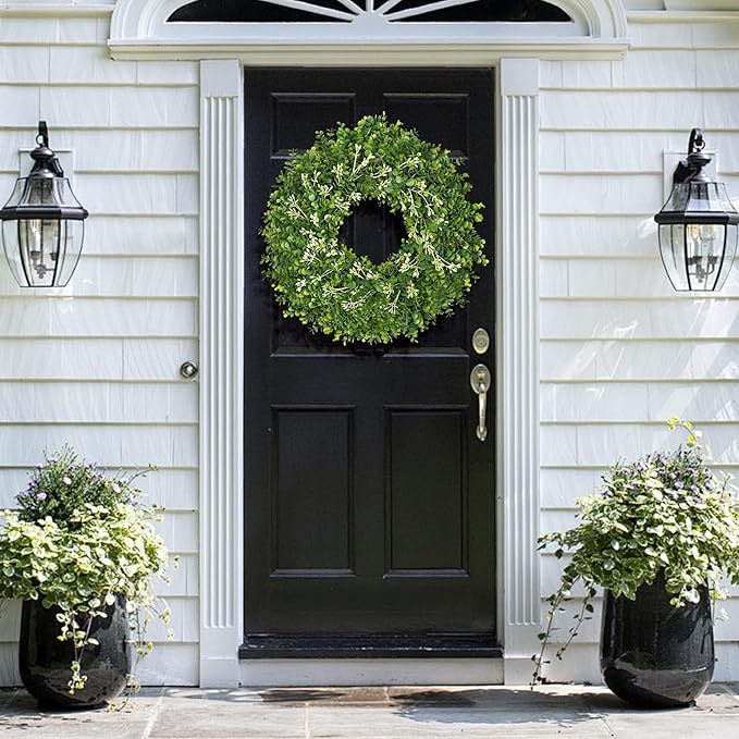 24-26 Inch Large Greenery Eucalyptus Boxwood Wreaths Artificial Easter Summer Spring Wreaths for Front Door Outdoor All Season Spring Decorations for Home Porch Room Window Wall Farmhouse (Berries)