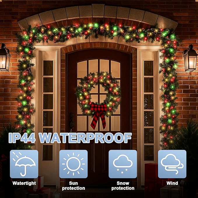 LAMPHOME 33ft Christmas Decorative Mini Lights, 100 LED Green Wire Fairy Starry String Lights Plug in, 16 Lighting Modes for Indoor Outdoor Xmas Tree Wedding Party Decoration (Red/Green/Warm)