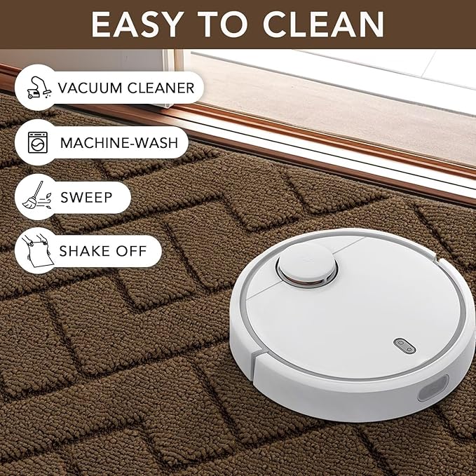 hicorfe Front Door Mat Outside Entrance,32"x40" Absorbent Muddy Dirt Resist Welcome Door Mats Outdoor Indoor,Stain and Fade Resistant,Non Slip Backing Entry Mat Doormat for Entryway(Dark Brown)