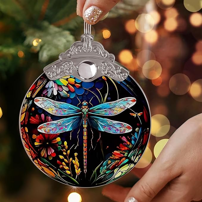 Dragonfly Christmas Ornament - Hanging Tree Decoration - Suncatcher - Gifts for Dragonfly Lovers - Home Decor