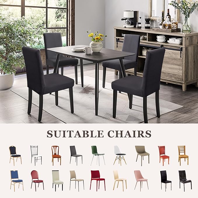 Sufdari Dining Chair Covers,Kitchen Chair Cover,Parsons Chair Slipcover,Spandex Chair Protectors for Dining Room Stretch Chairs Cover Set of 8 -Dark Gray