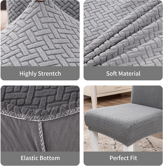 Parsons Dining Chair Cover, Detachable Sofa Chair Cover, Retractable Chair Cover (6, Light Grey)