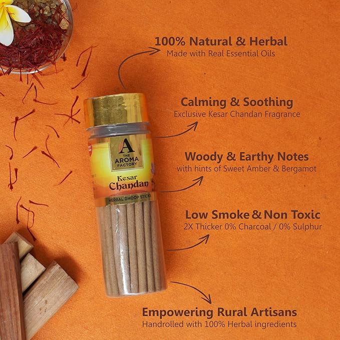 The Aroma Factory Dhoop batti .No Bamboo Herbal Dhoop Sticks with Incense Holder, 5 Bottle x 75g,with Jute Bag (Arabian Nights)