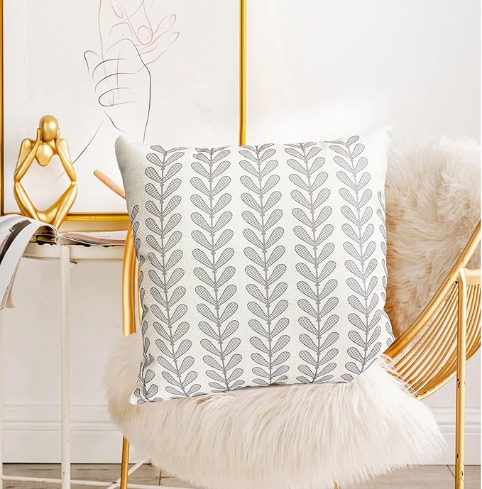 Decorative Throw Pillow Covers Set of 2 Light Gray Pillow Covers 20x20 Inch Throw Pillow Cover Linen Pillowcase Modern Boho Farmhouse Outdoor Pillow Covers for Couch Sofa Bed Living Room