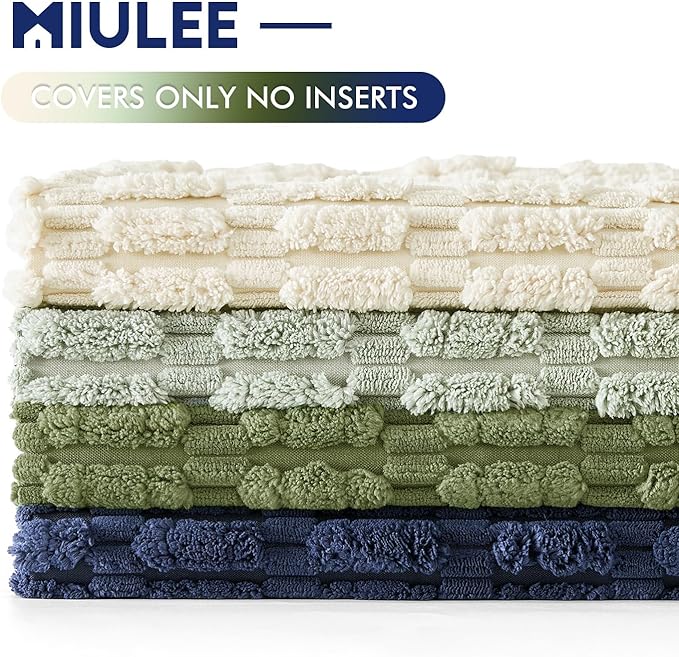 MIULEE Soft Corduroy Throw Pillow Covers Set of 4 Green Blue 18x18 Inch Modern Farmhouse Boho Decorative Accent Cushion Covers for Couch Sofa Bedroom