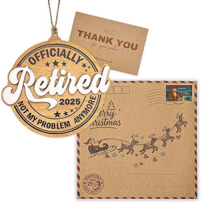 Retirement Gifts for Men and Women – Funny 2025 Retired Ornament, Wooden Retirement Decorations, Unique Gift Idea for Coworker, Boss, Teacher – Retired Gifts for Men