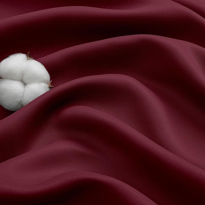 Burgundy Blackout Curtains for Bedroom Living Room 54 Inch Length 2 Panels Set, Soft Solid Thermal Insulated Room Darkening Curtains Drapes, Modern Rod Pocket Design, 2PCS Each 40" Wx54 L