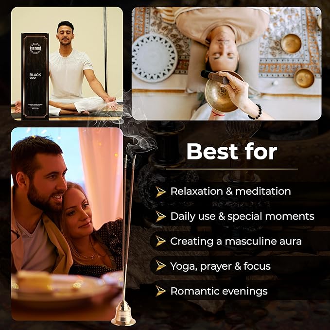 Black Oud Incense Sticks - Pack of 100 Insence-Sticks - Inciensos Aromaticos Made with Natural Oud Essential Oil - Scented Inscents Non Toxic Agarbatti Insense