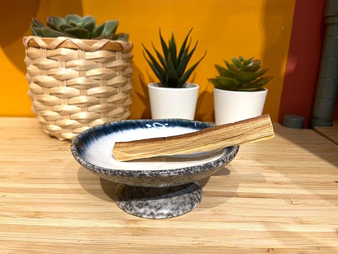 TOBOHU Ceramic Palo Santo Holder and Burner - Incense Stick Burning Bowl for Wood Sticks