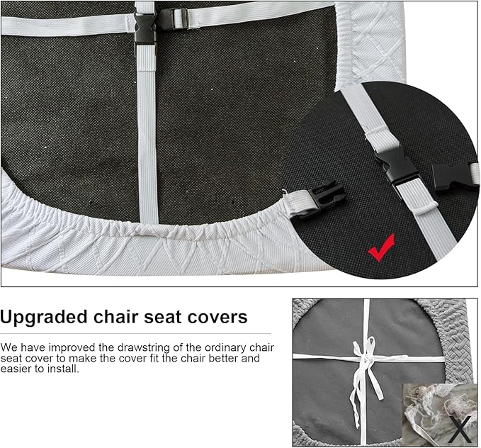Genina Waterproof Seat Covers for Dining Room Chairs Covers Dining Chair Cover Kitchen Chair Covers (White, 6 Pcs)