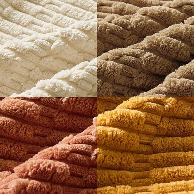 MIULEE Fall Soft Corduroy Throw Pillow Covers Set of 4 Camel 18x18 Inch Modern Farmhouse Boho Decorative Accent Cushion Covers for Couch Sofa Bedroom