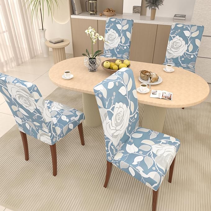 Stretch Dining Chair Covers Set of 2,Floral Print Chair Covers,Soft Removable Washable,Pet Friendly Furniture Protector,Universal Chair Slipcovers for Home, Kitchen,Ceremony Dining Room Seat