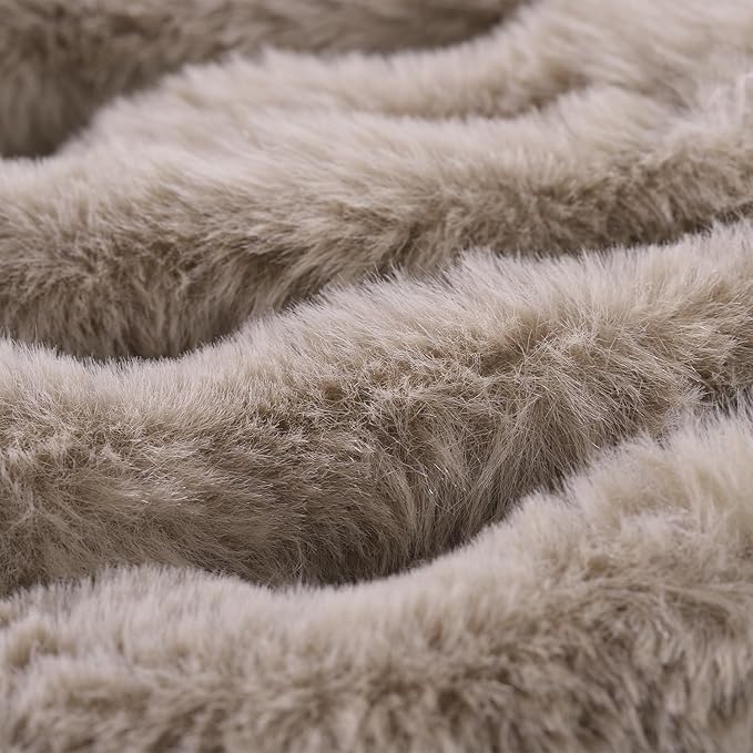 MADIZZ Pack of 2 Thick Plush Wool Throw Pillow Covers 24x24 Inch Taupe Soft Neutral Decorative Throw Pillows Accent Boho Cushion Covers for Couch Sofa Bedroom Pillow Shell