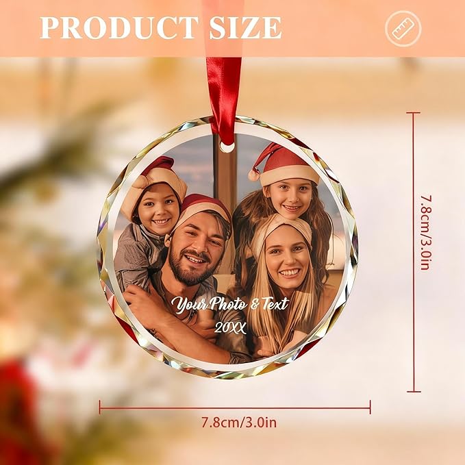 Bemaystar Personalized Christmas Ornaments,Custom Christmas Ornament with Photo,3"-5" Persoanlzied Family Ornaments 2025
