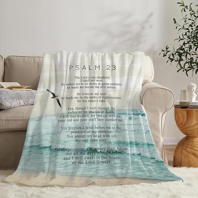 Tijuboni Psalm 23 Throw Blanket Christian Religious Gifts for Women Men Girls Boys Kids Adults Soft Flannel Fleece Blanket for Couch Sofa Bed Home Decor 50"x60"