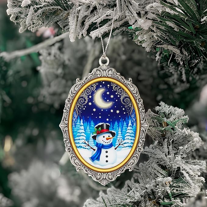 Snowman Christmas Ornaments 2025, Cute Snowman Ornament, Vintage Winter Wonderland Decor, Xmas Ornaments Gift for Boss, Coworker, Family, Friends, Christmas Decorations for Window Hanging, Car Hanging