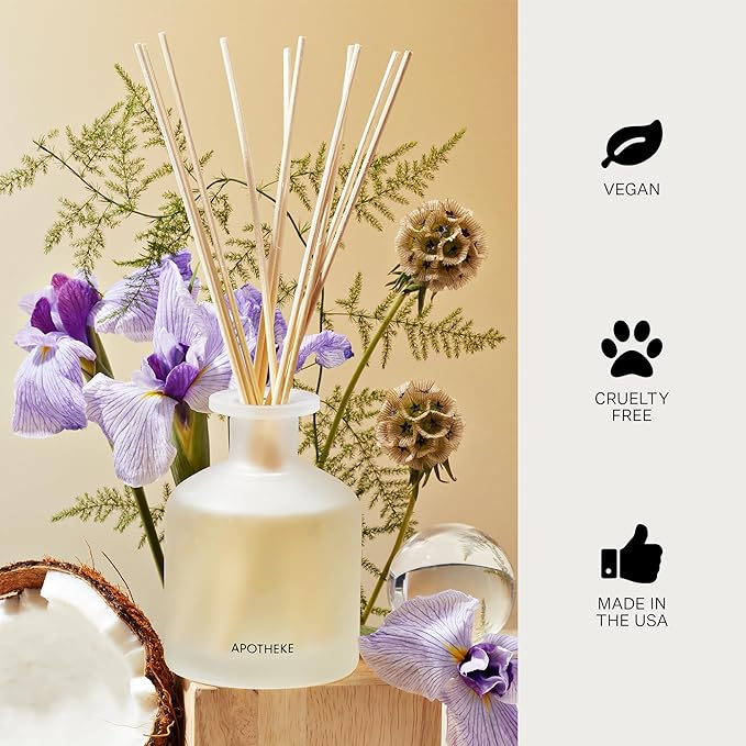 Apotheke Luxury Scented Oil Reed Diffuser Liquid Refill (Tonka Oak) - Premium Home Fragrance Diffuser Refill Set with Sticks