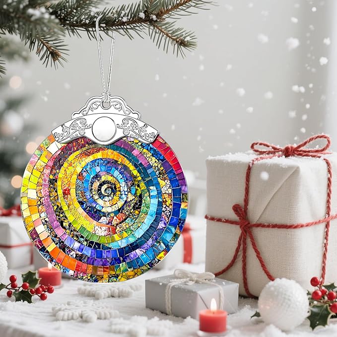 Christmas Ornaments, Christmas Decorations for Tree, Keepsake Ornaments, Holiday Ornament, Holiday & Xmas Gifts, Gifts for Art Lovers & Color Lovers - Rainbow Spiral-Theme