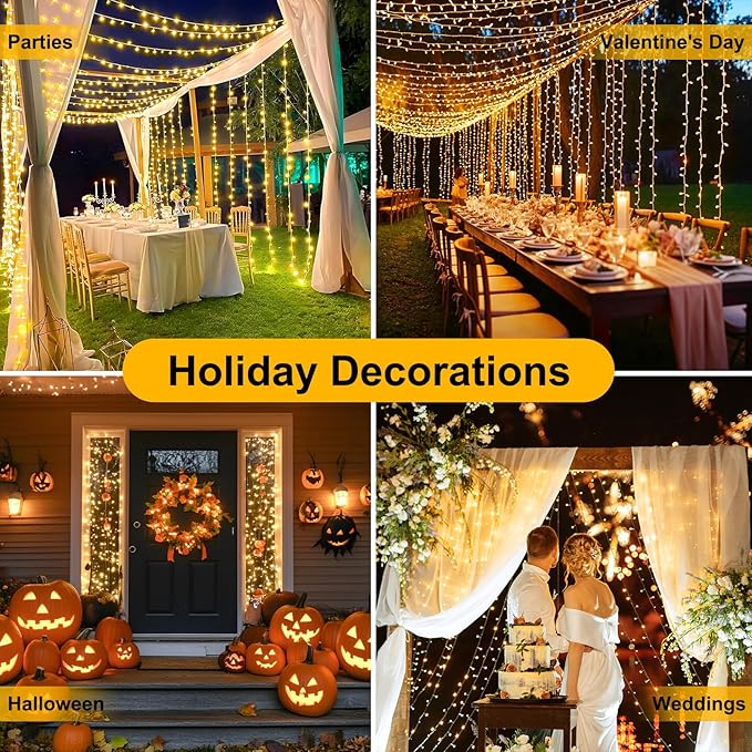 100FT 300 LED Christmas Lights Plug in,Outdoor Indoor Waterproof Fairy Lights with Timer and 8 Modes, Connectable Christmas Tree Lights for Outdoor Indoor Garden Party Decoration(Warm White)